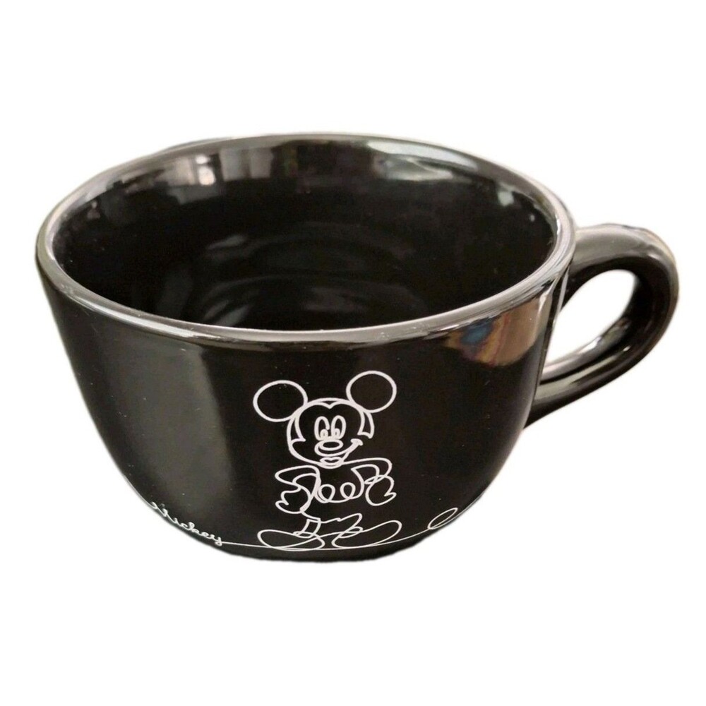 Disney Mickey Mouse Linear Sketch Black Ceramic Soup Mug Cup Large 24 oz
